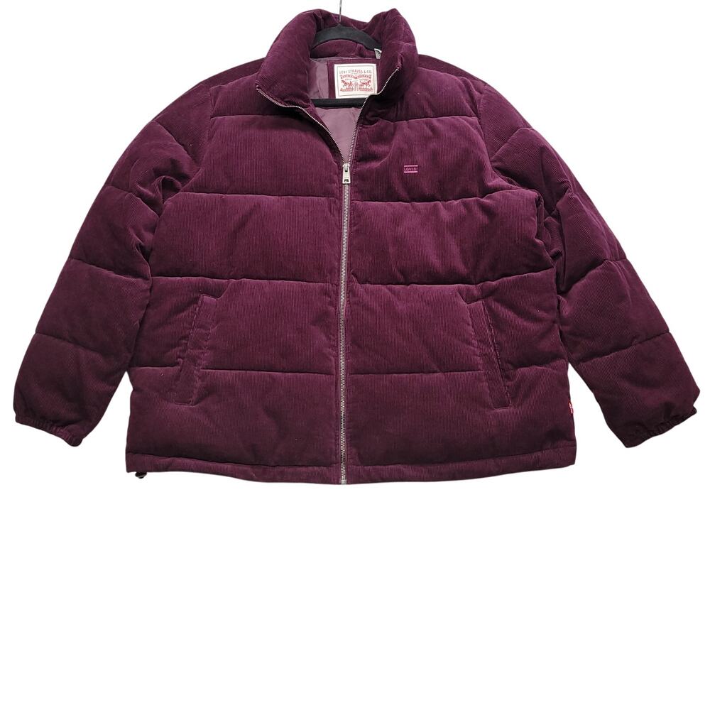 Levi Strauss & Co Women's XXL Burgundy Corduroy Puffer Jacket Full Zip 2XL